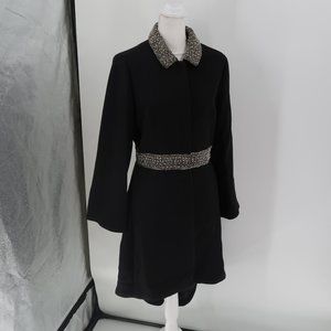 Venus Black Overcoat Rhinestone collar and waistband Absolutely Gorgeous! Size 8